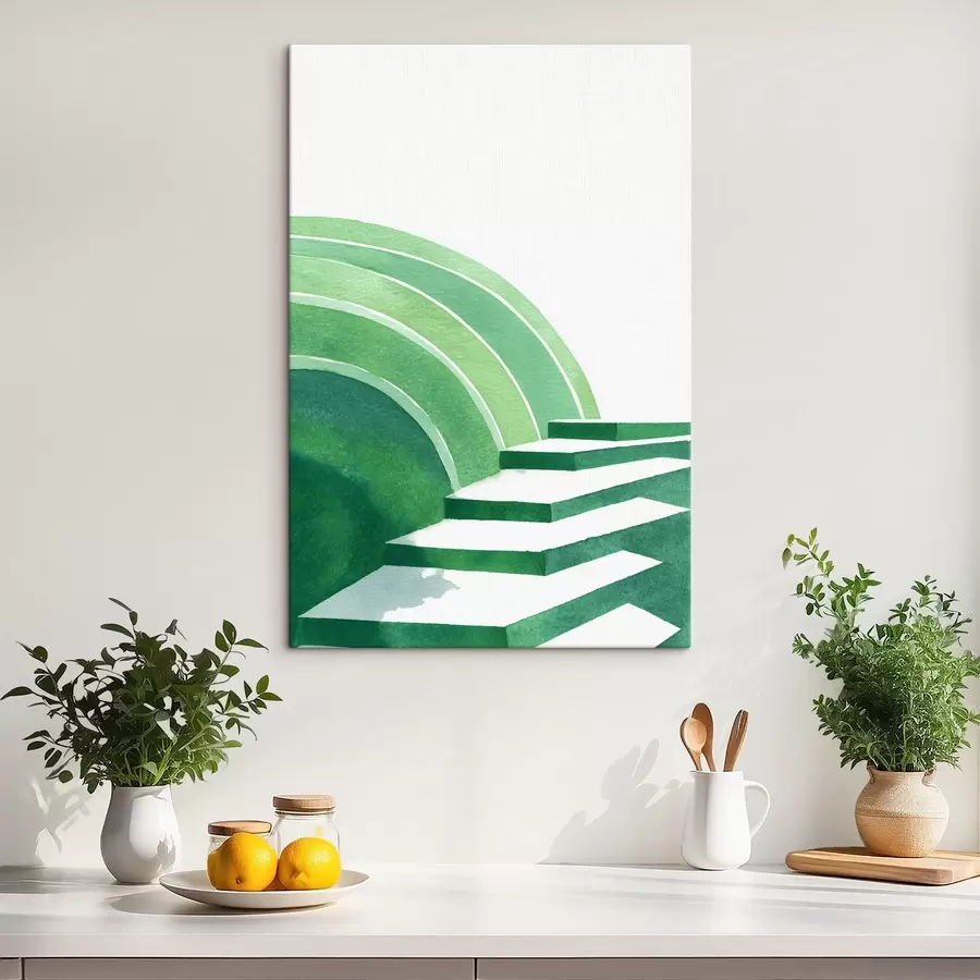 carta da parati Astrazione geometrica in colori verdi, stile acquerello nr. s44981