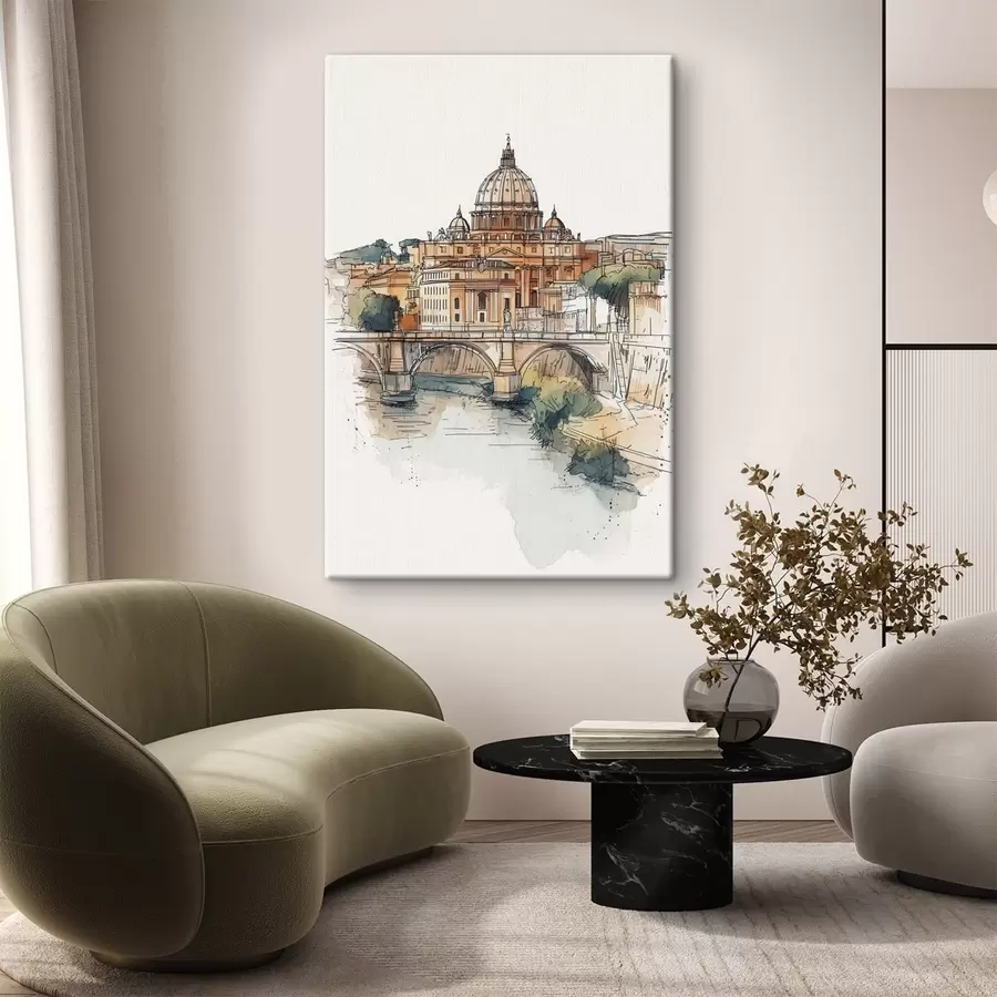 carta da parati Acquerello Roma città, disegno schizzo, architettura  nr. s44983