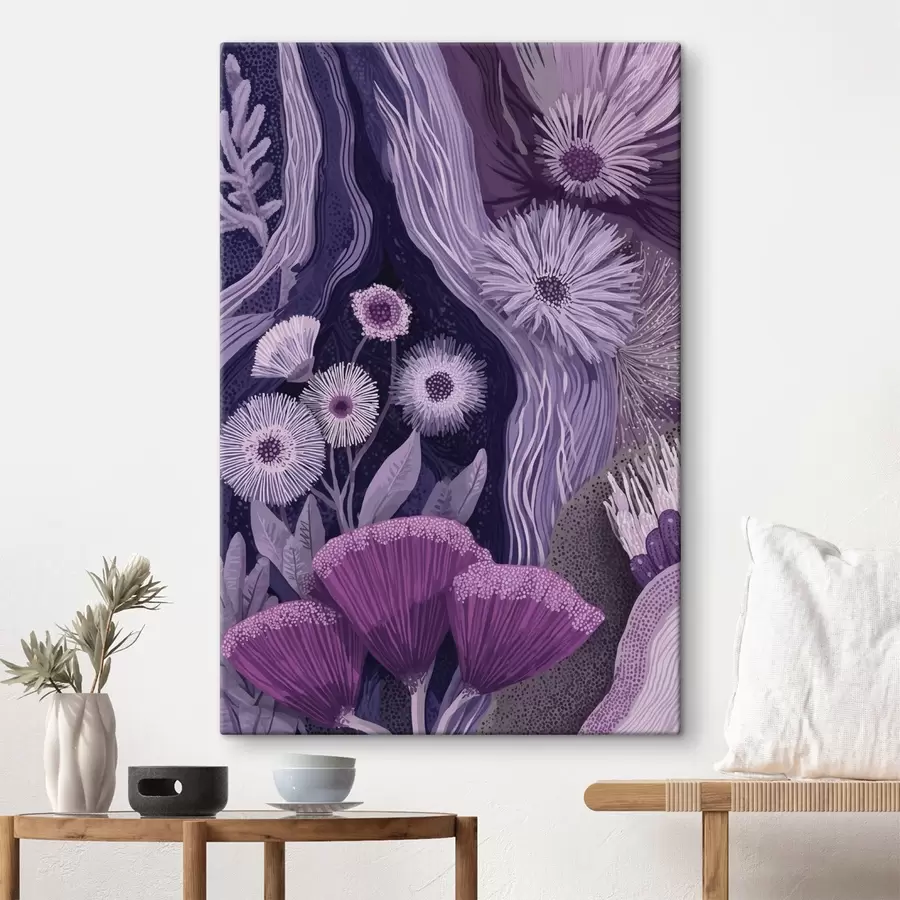 carta da parati Disegno floreale in colori viola, disegno dettagliato nr. s44984