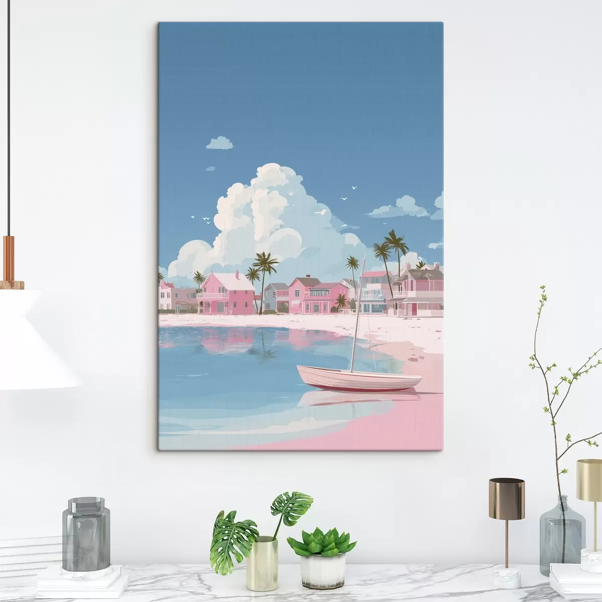 carta da parati Spiaggia estiva rosa colorata  nr. s44985