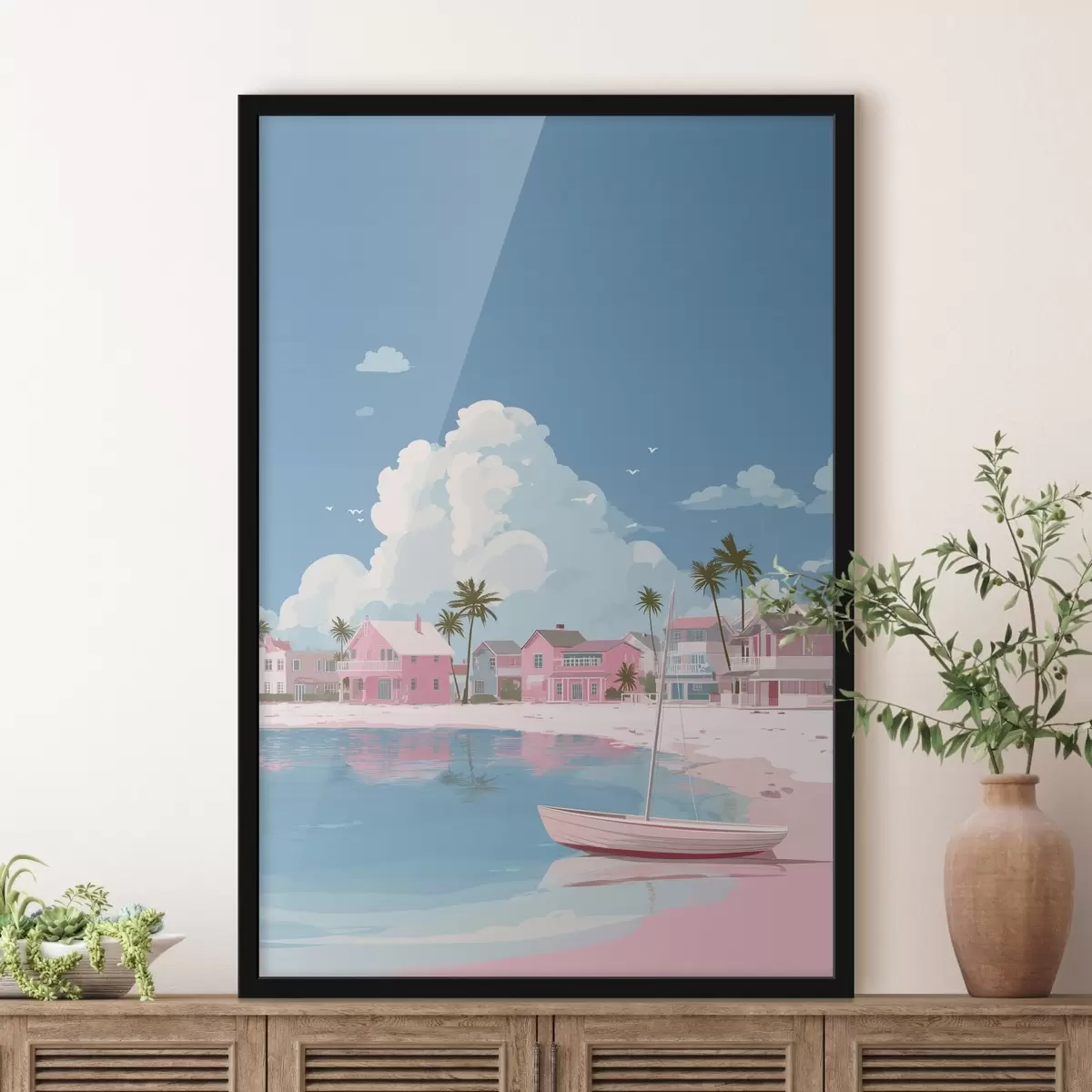 Poster Spiaggia estiva rosa colorata f44985