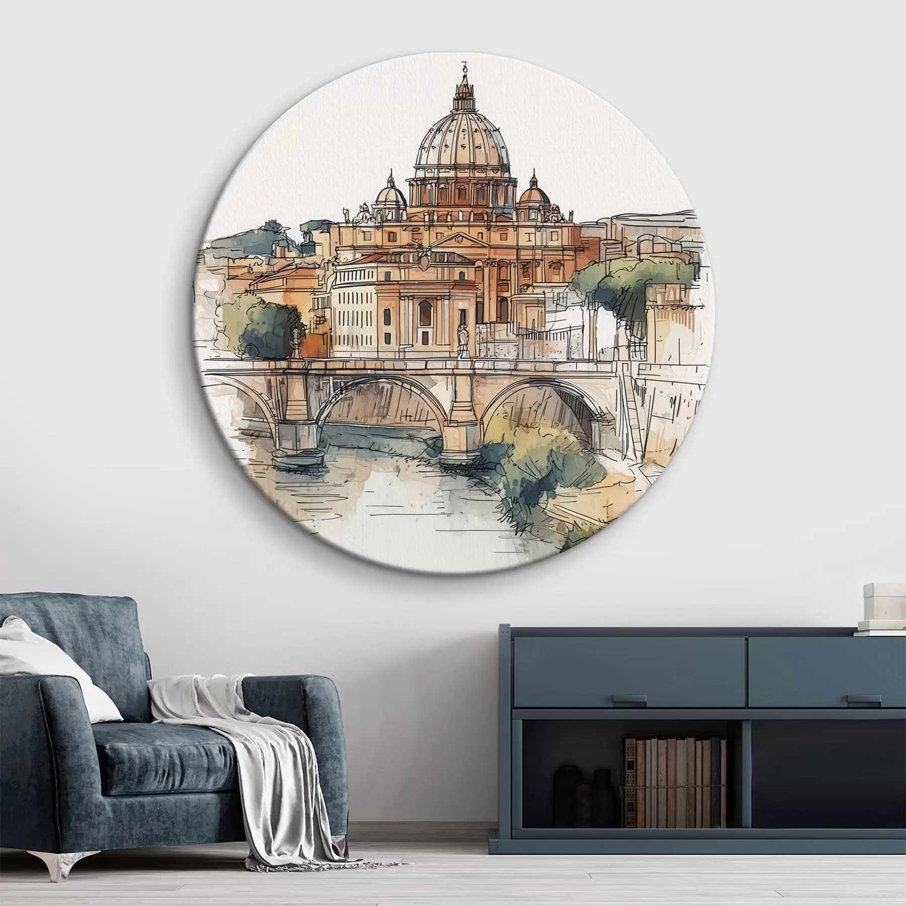 carta da parati Acquerello Roma città, disegno schizzo, architettura nr. r44983