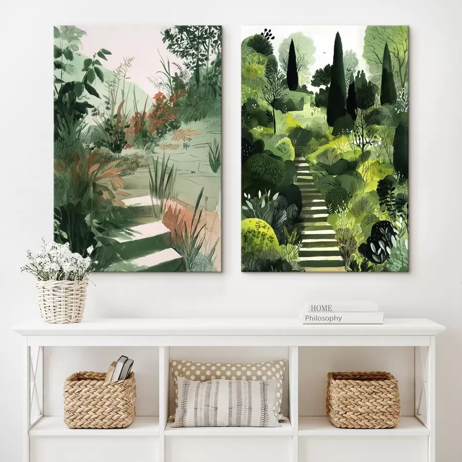 carta da parati Giardino verde orientale con cespugli e alberi nr. m00478