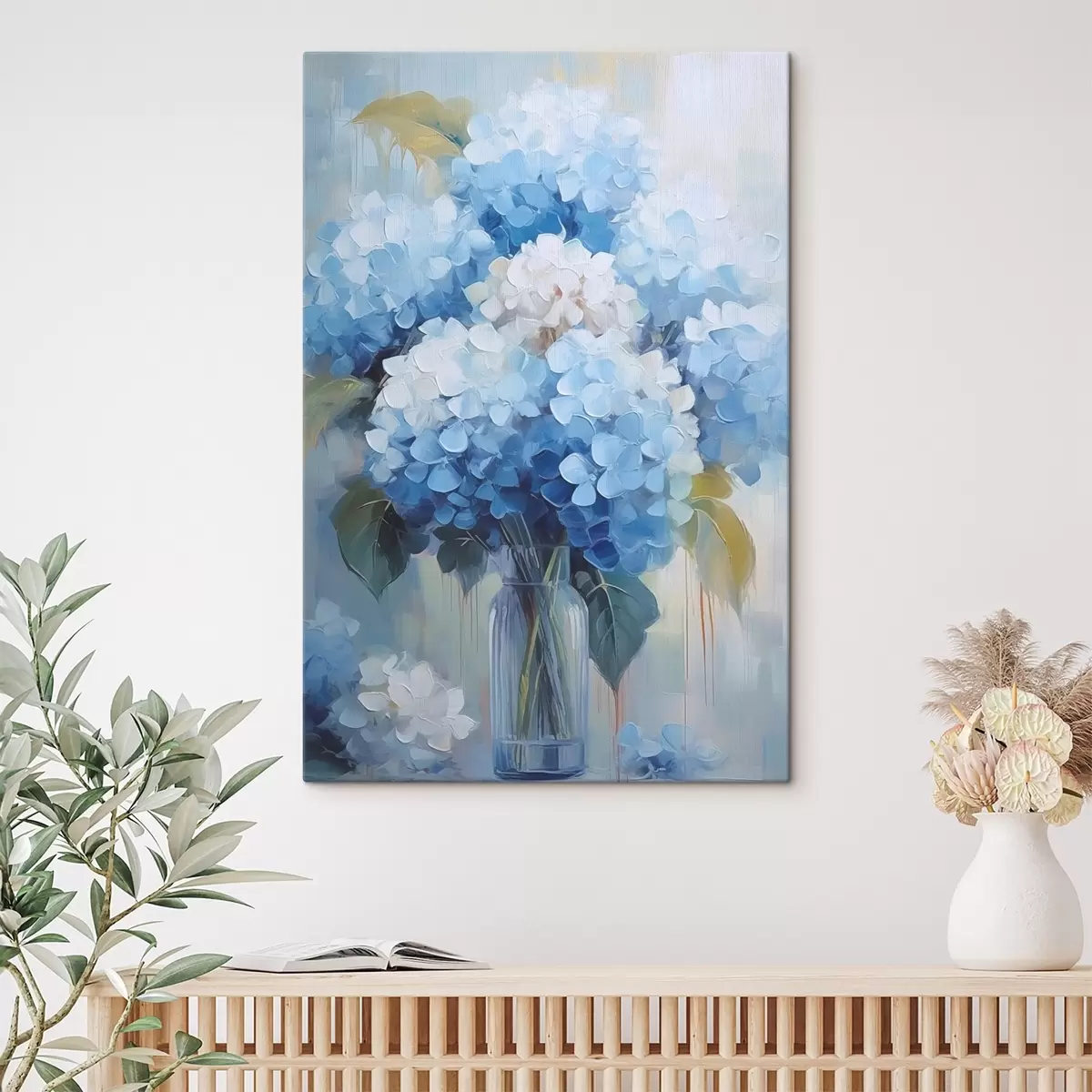 carta da parati Bouquet di ortensie blu in un vaso di vetro nr. s44998
