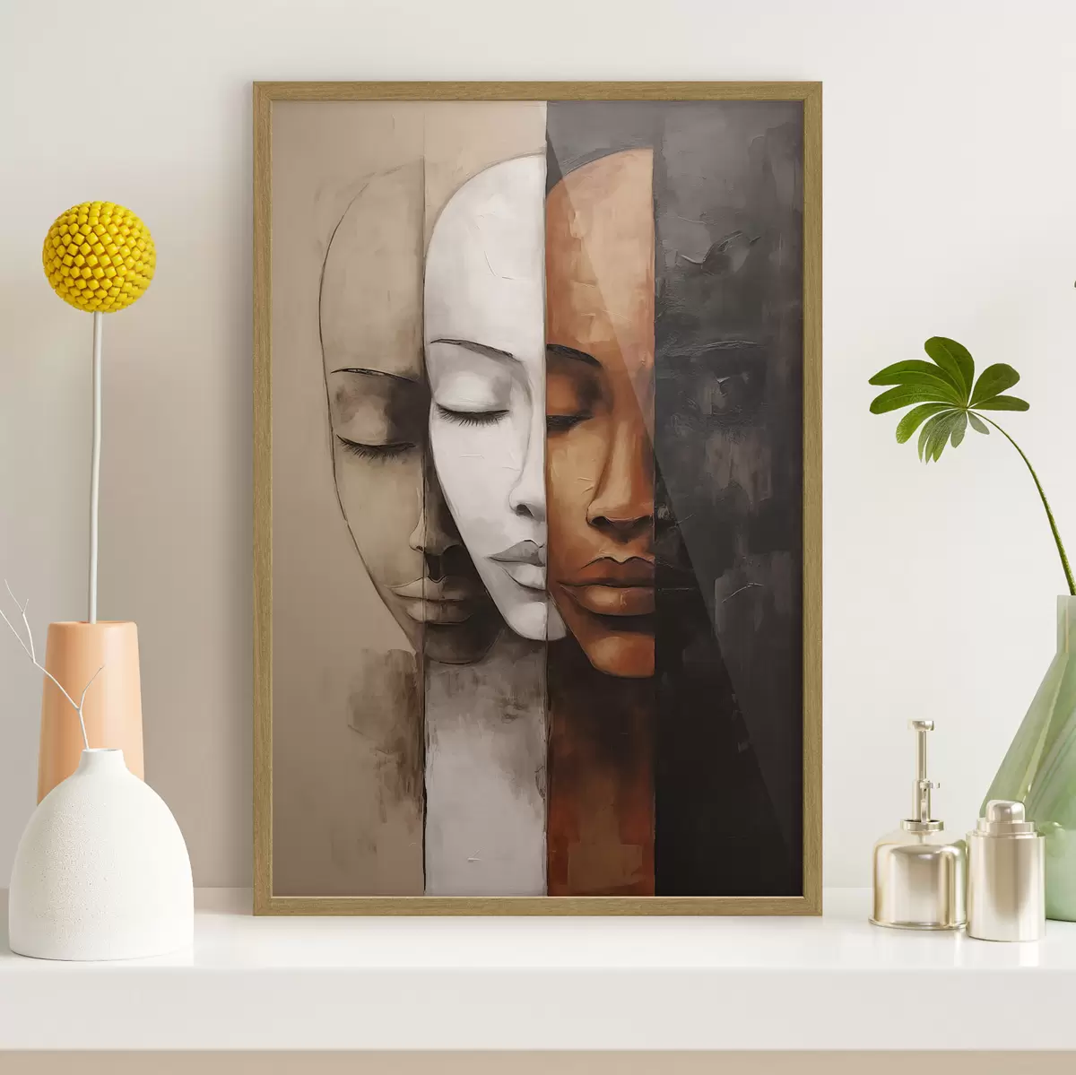 Poster Ritratto in stile astratto con volti f45003
