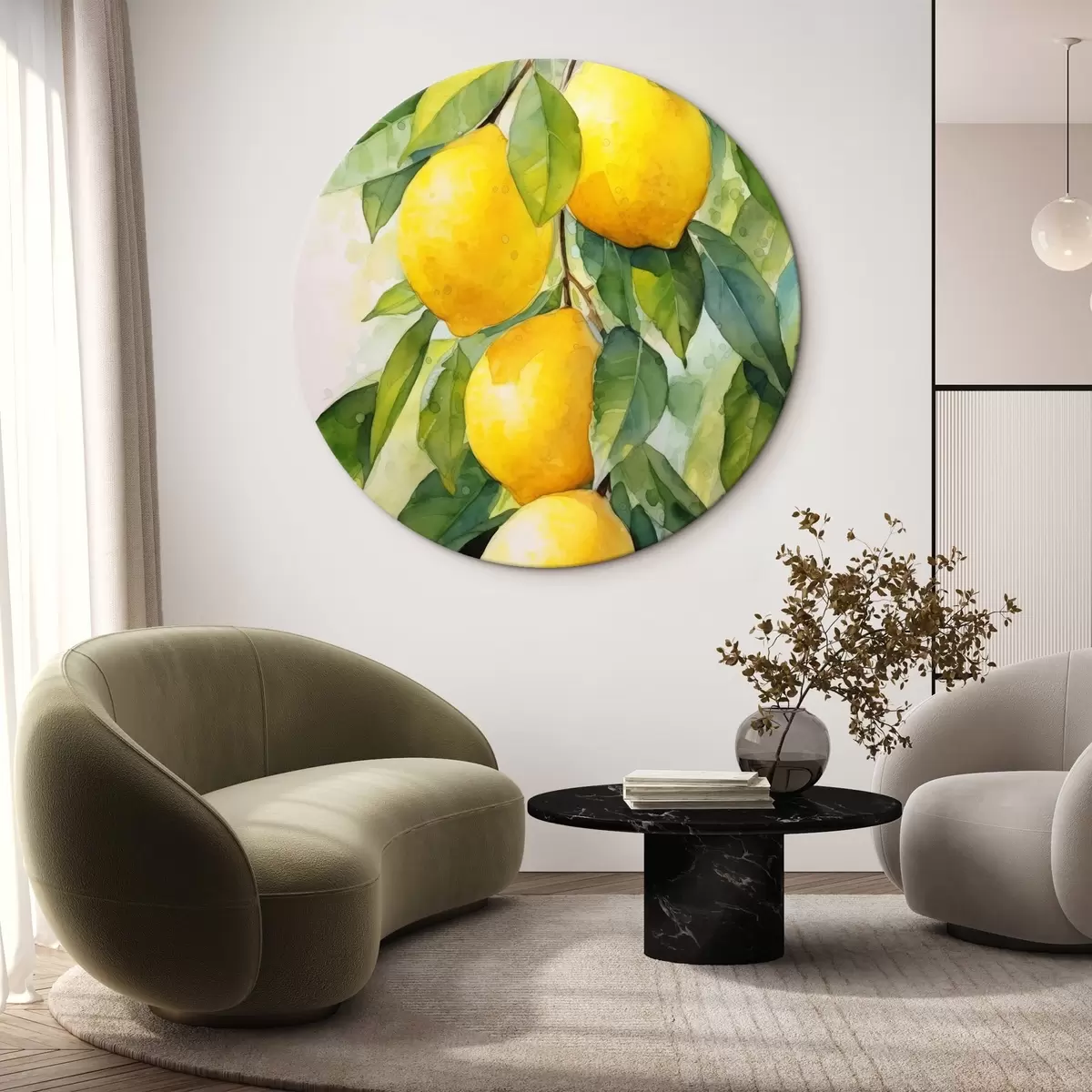 Quadri rotondi Ramo di limoni r45001