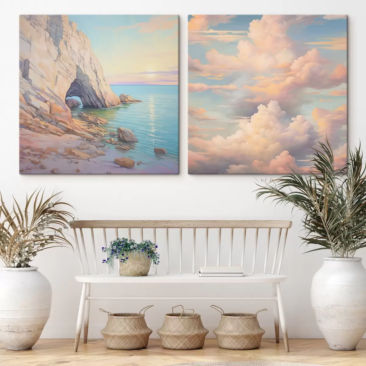 carta da parati Onde su una riva rocciosa e cielo con nuvole nr. m00487