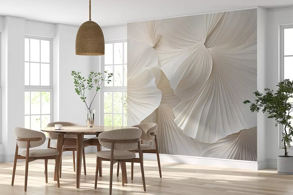 carta da parati petali, fiori, bianco, crema, consistenza, tenerezza, decorativi nr. w04216