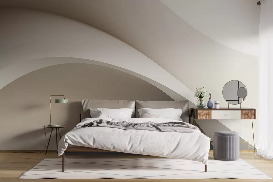 carta da parati astrazione, onde, curve morbide, beige, liscio, linee, moderno nr. w04217v1