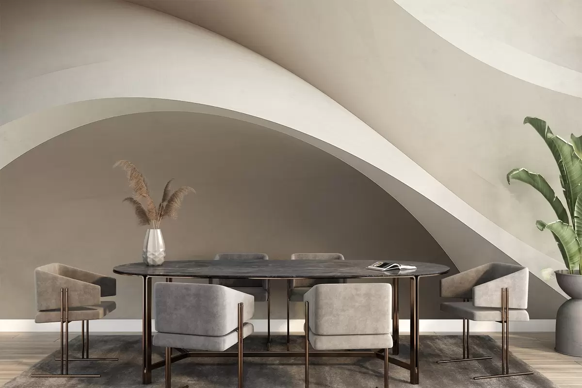 carta da parati astrazione, onde, curve morbide, beige, liscio, linee, moderno nr. w04217v1