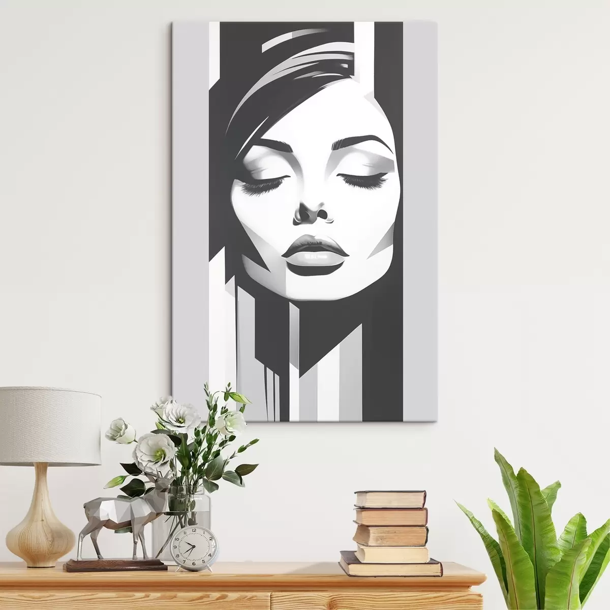 carta da parati Volto in bianco e nero con occhi chiusi nr. s45075