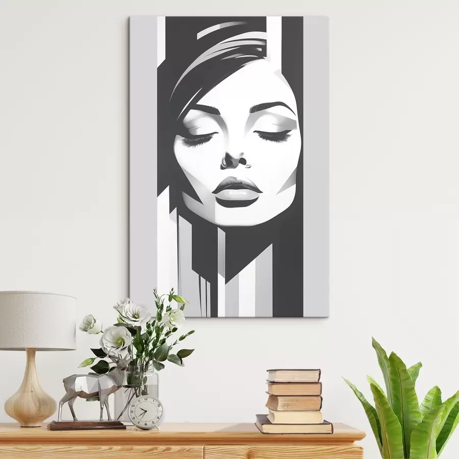 carta da parati Volto in bianco e nero con occhi chiusi nr. s45075