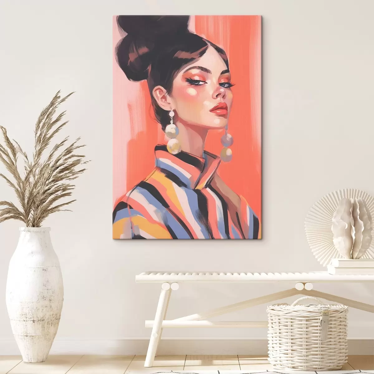 carta da parati Ritratto di donna con camicia a righe nr. s45079