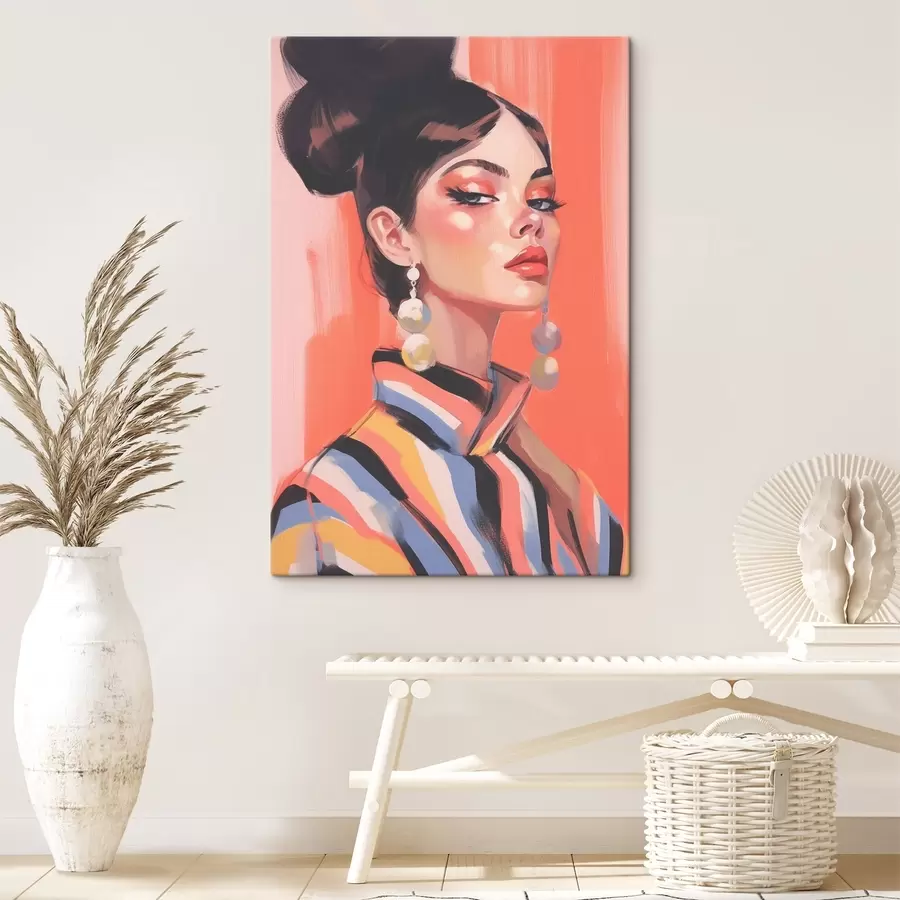 carta da parati Ritratto di donna con camicia a righe nr. s45079