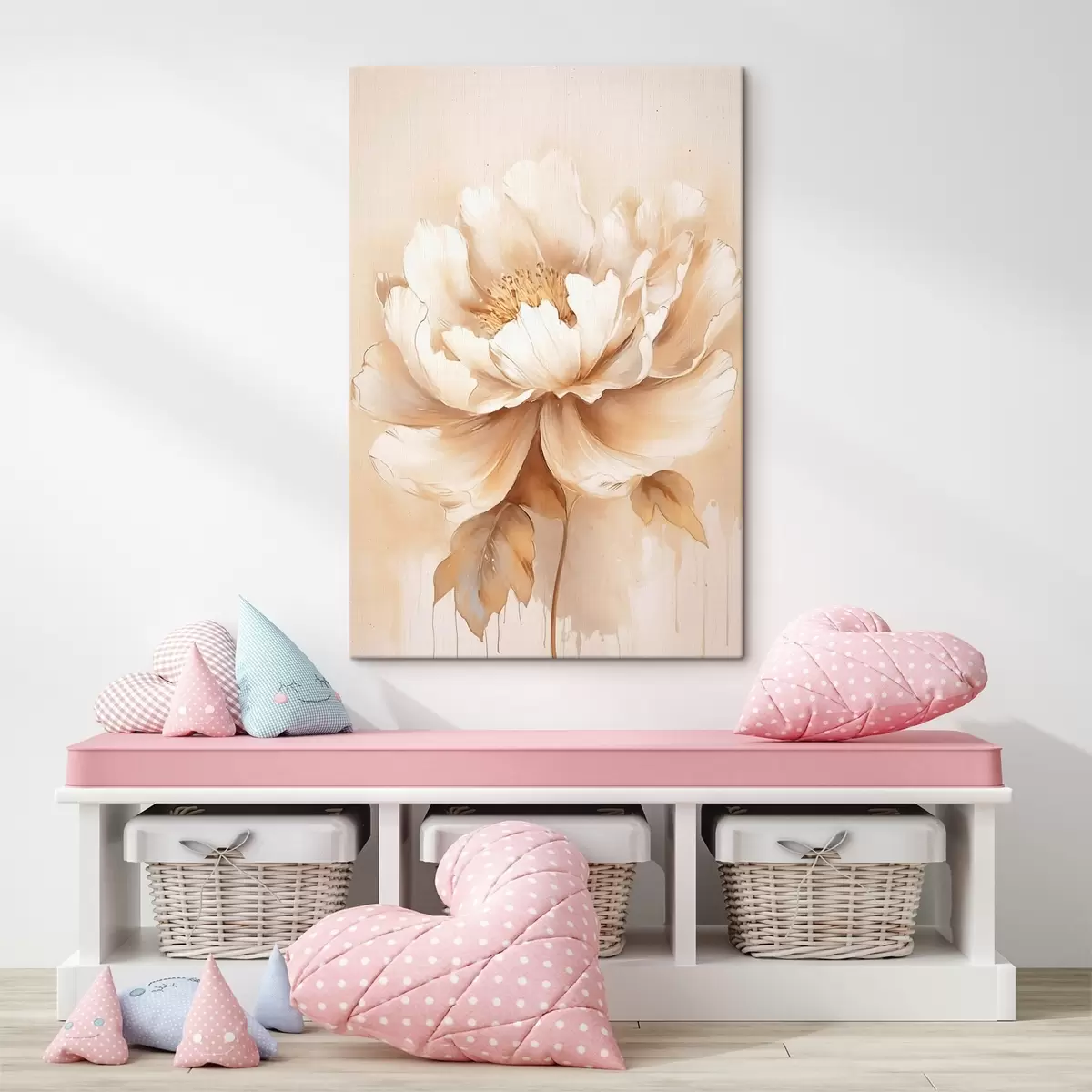 carta da parati Fiore beige con foglie nr. s45082