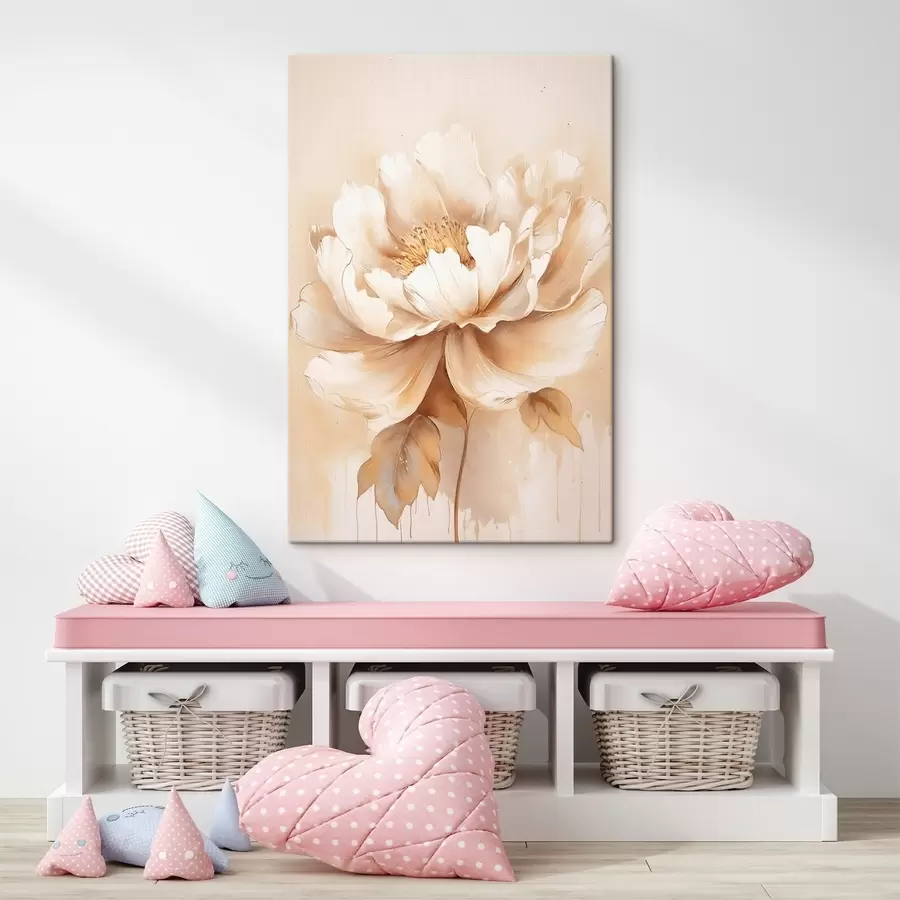 carta da parati Fiore beige con foglie nr. s45082