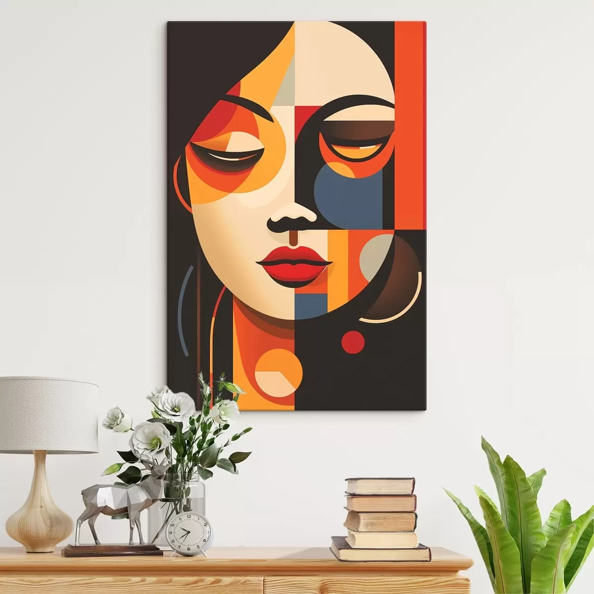 carta da parati Volto femminile geometrico dai colori caldi nr. s45087