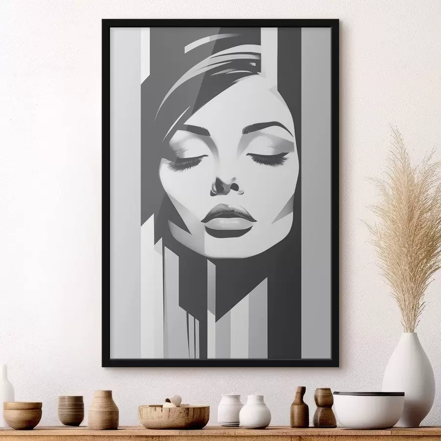 carta da parati Volto in bianco e nero con occhi chiusi nr. f45075