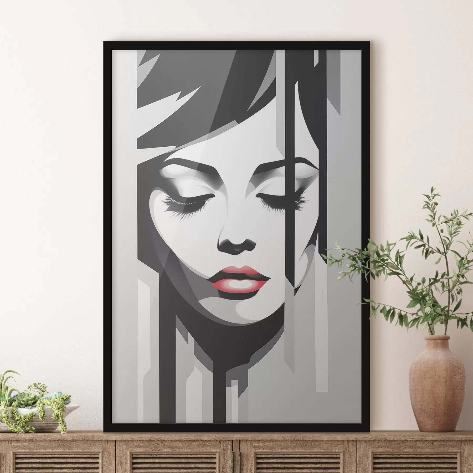 carta da parati Volto in bianco e nero con occhi chiusi nr. f45076