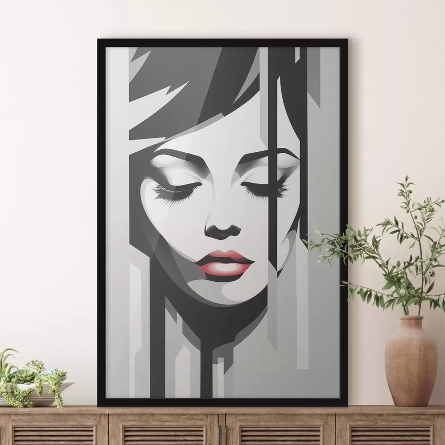 carta da parati Volto in bianco e nero con occhi chiusi nr. f45076