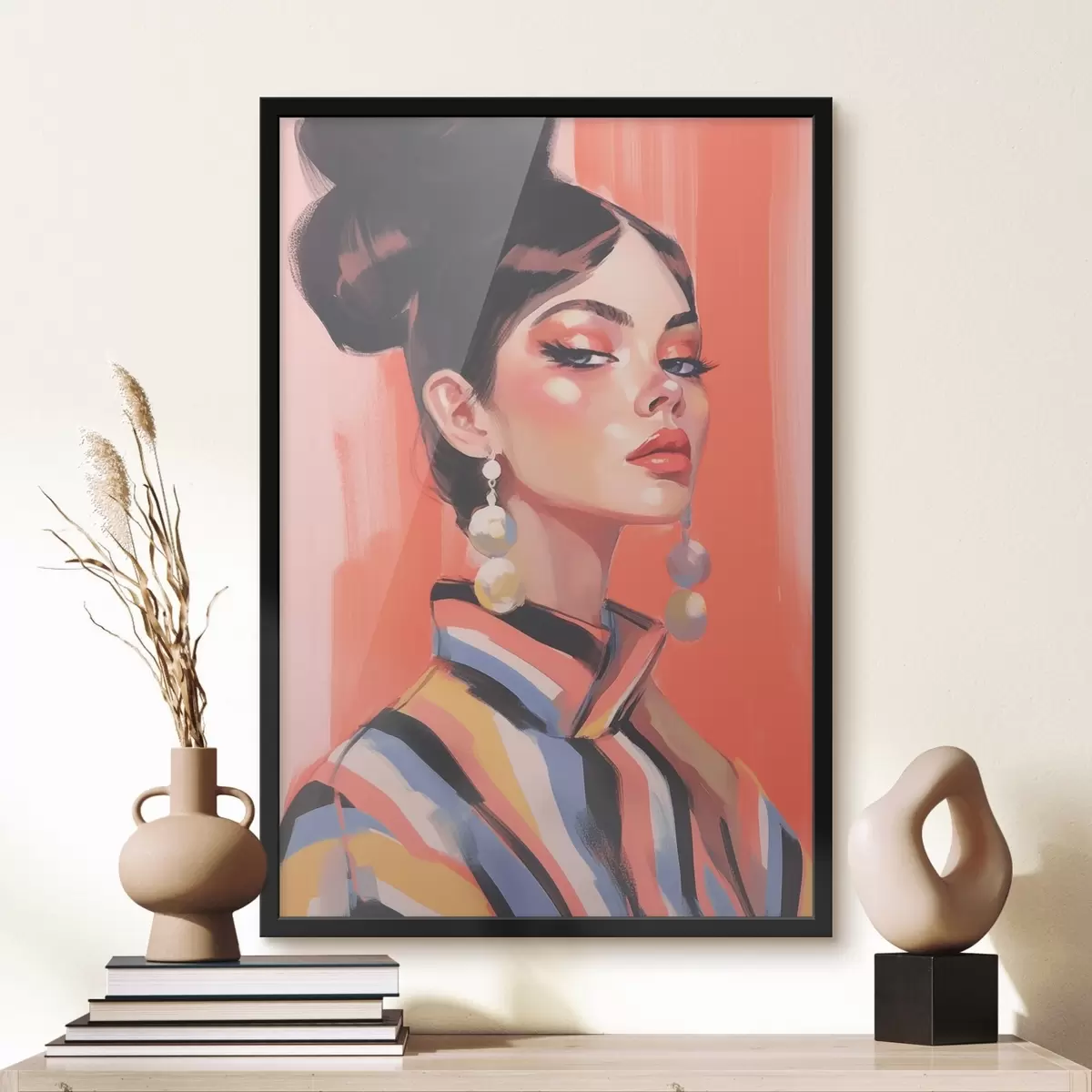 Poster Ritratto di donna con camicia a righe f45079