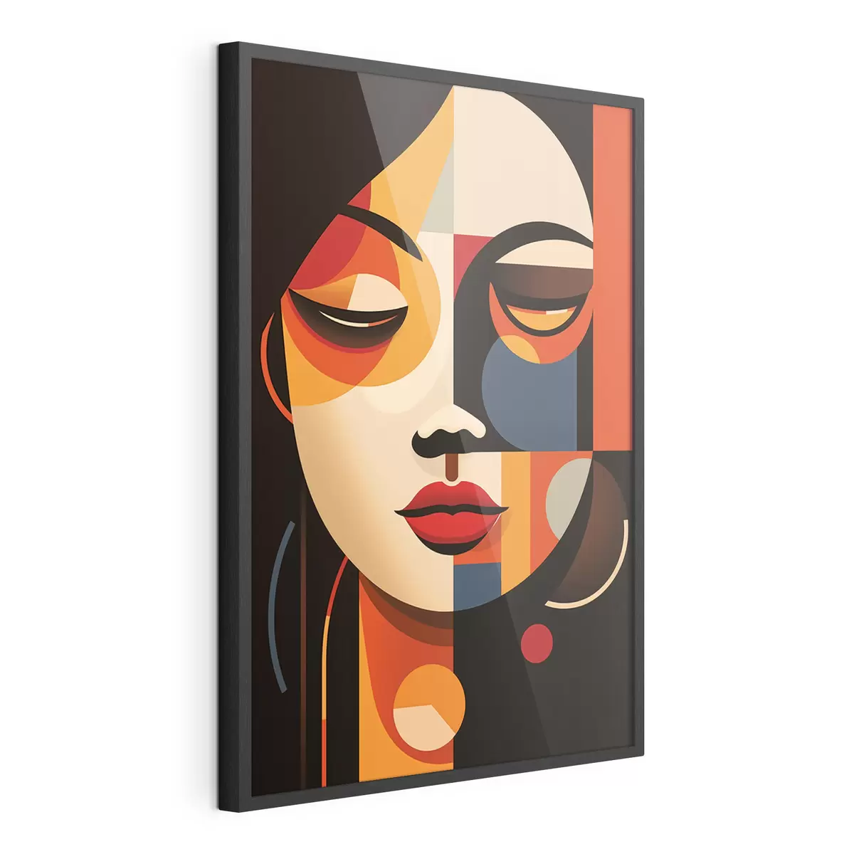 Poster Volto femminile geometrico dai colori caldi f45087