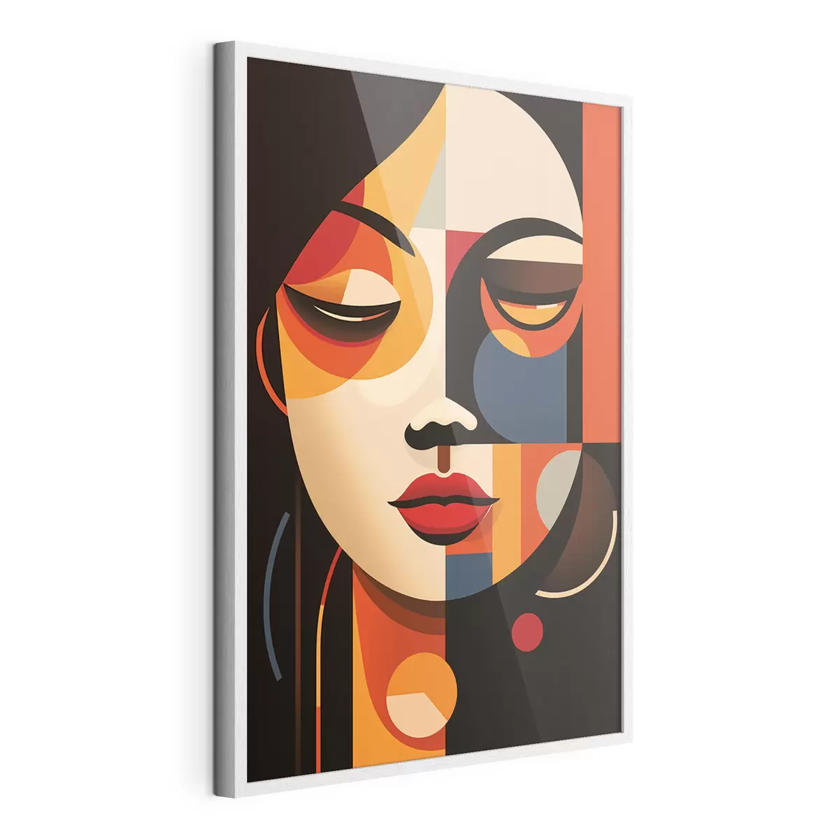 Poster Volto femminile geometrico dai colori caldi f45087