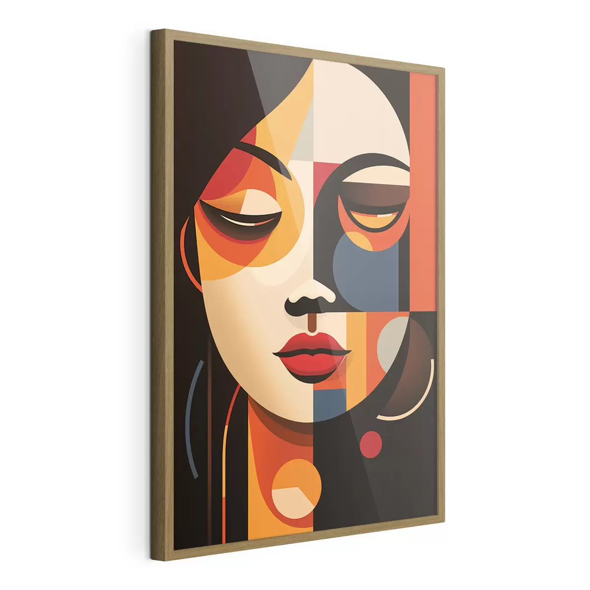 Poster Volto femminile geometrico dai colori caldi f45087