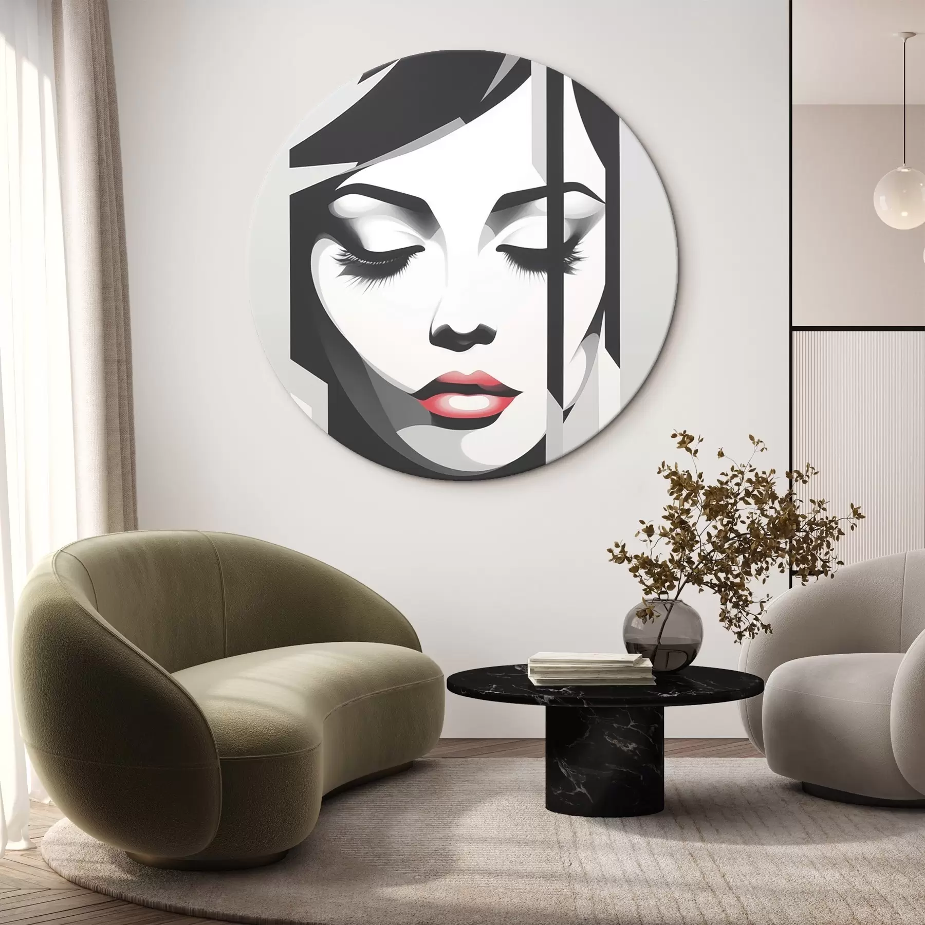 carta da parati Volto in bianco e nero con occhi chiusi nr. r45076