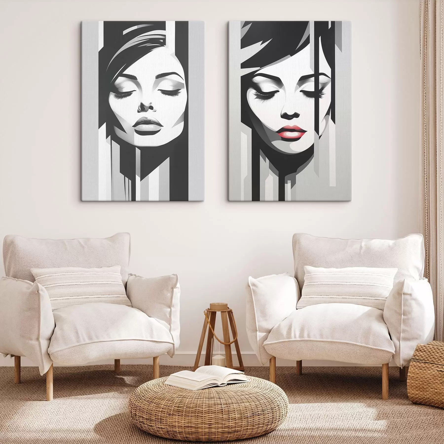 carta da parati Geometria dei volti femminili nr. m00496