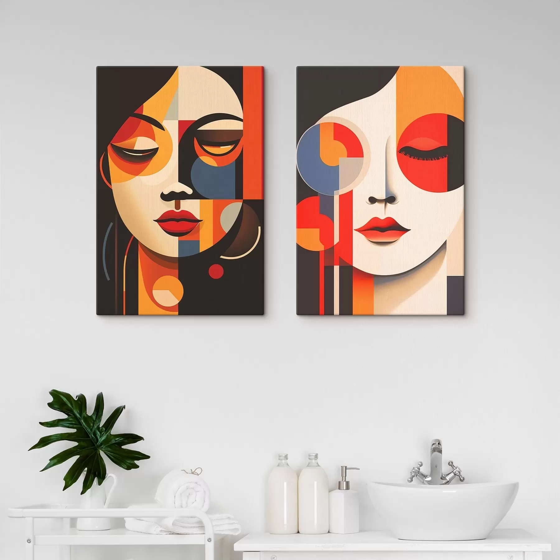 carta da parati Ritratti femminili geometrici nr. m00501