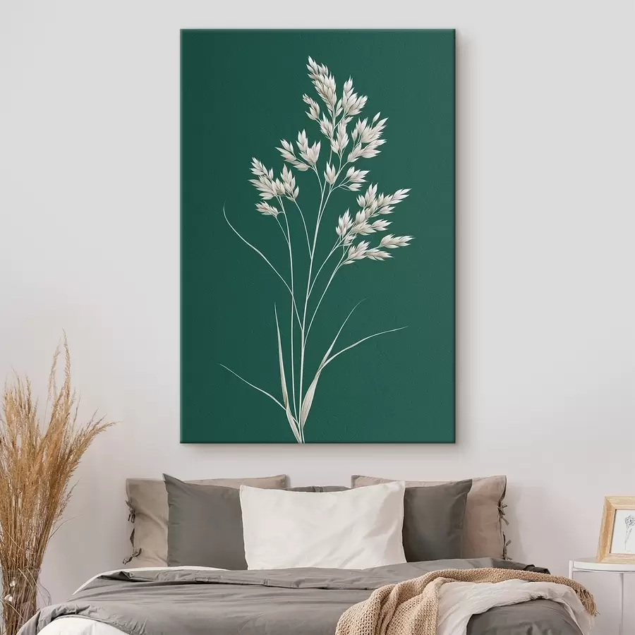 carta da parati botanico, minimal, erba, stelo, sfondo verde, naturale, pianta, piatto nr. s45091