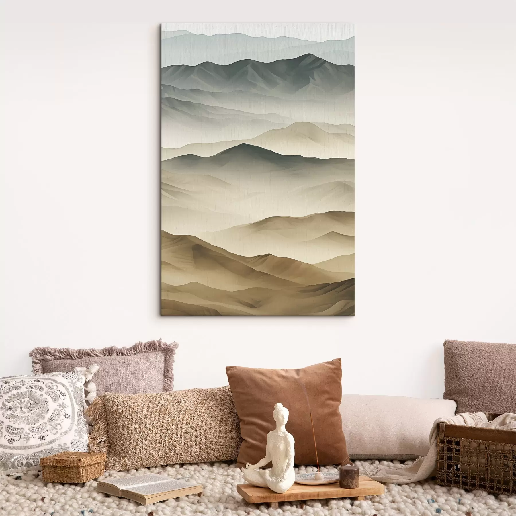 carta da parati montagne, strati, nebbia, sfumatura morbida, naturale, beige, astratto, paesaggio nr. s45095