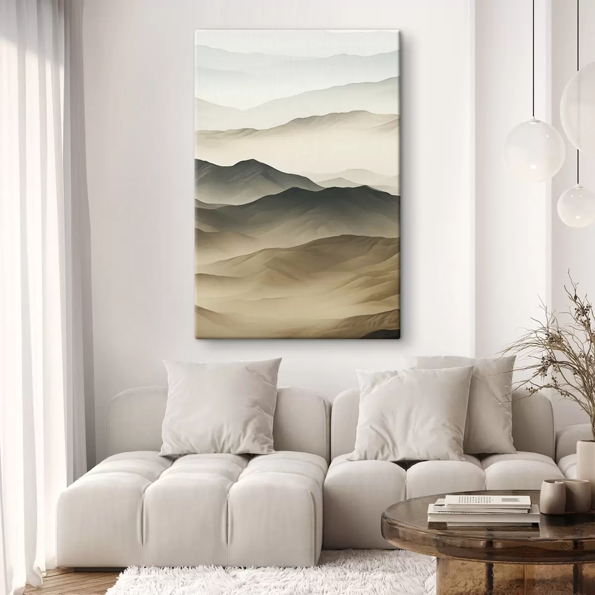 carta da parati colline del deserto, forme morbide, sfumate, texture organica, calma, minimale, terreno nr. s45097