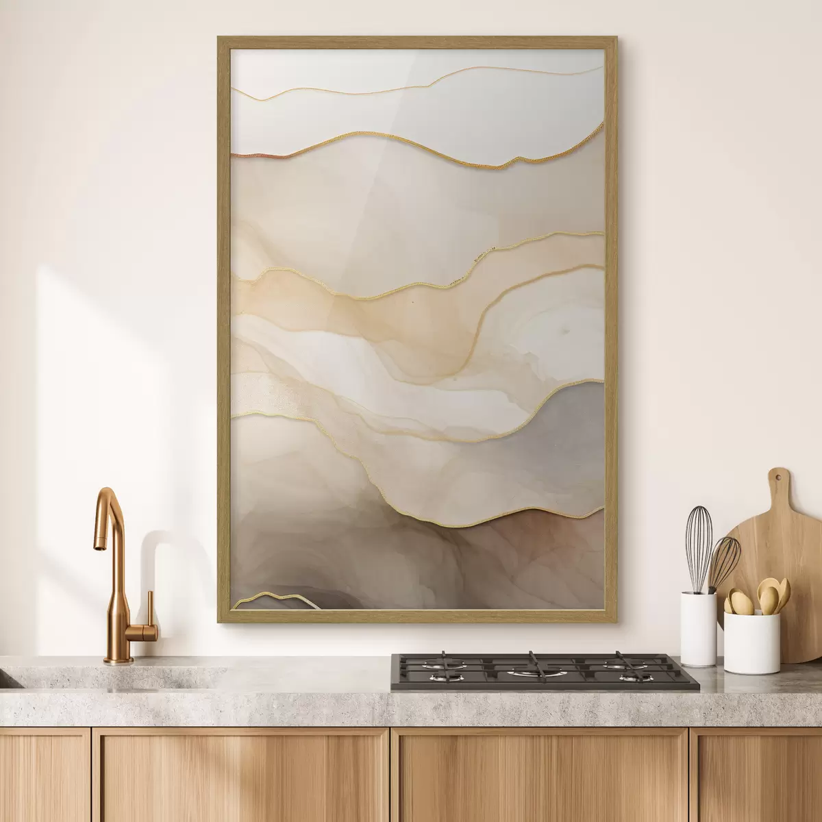 Poster strati, beige, astratto, texture, morbido, tessuto, naturale, flusso, neutro f45088
