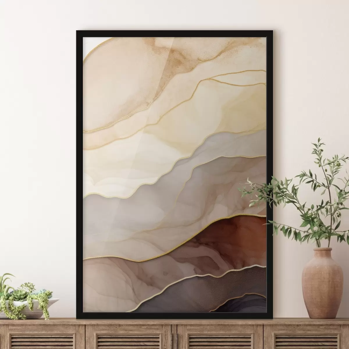 Poster onde, crema, traslucido, pieghe, organico, liscio, calmo, tessile, arioso f45089