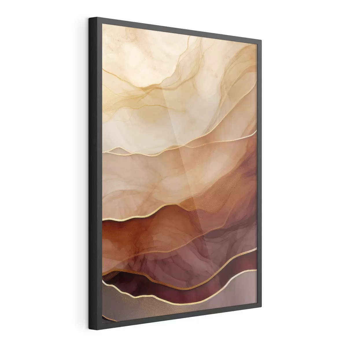 Poster fluido, sabbia, strati, minimale, linee morbide, toni caldi, naturale, movimento f45090