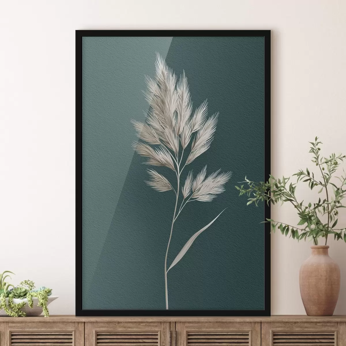 Poster pianta secca, silhouette, organico, foglie, erbe, neutro, semplice, texture f45092