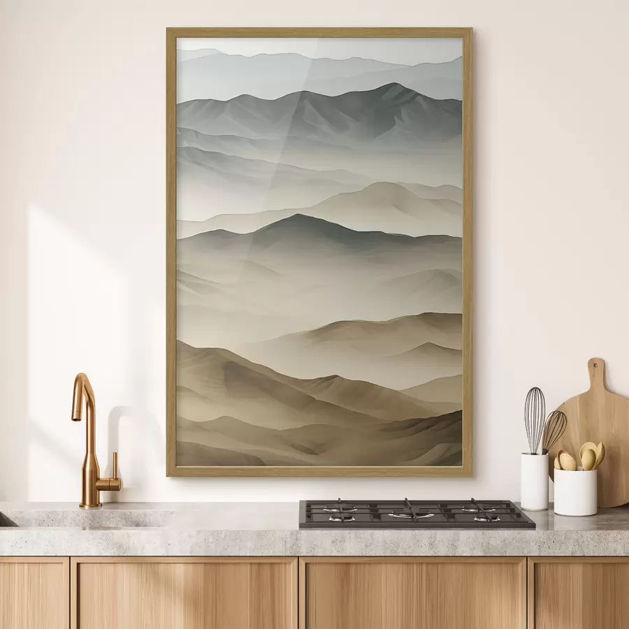 carta da parati montagne, strati, nebbia, sfumatura morbida, naturale, beige, astratto, paesaggio nr. f45095