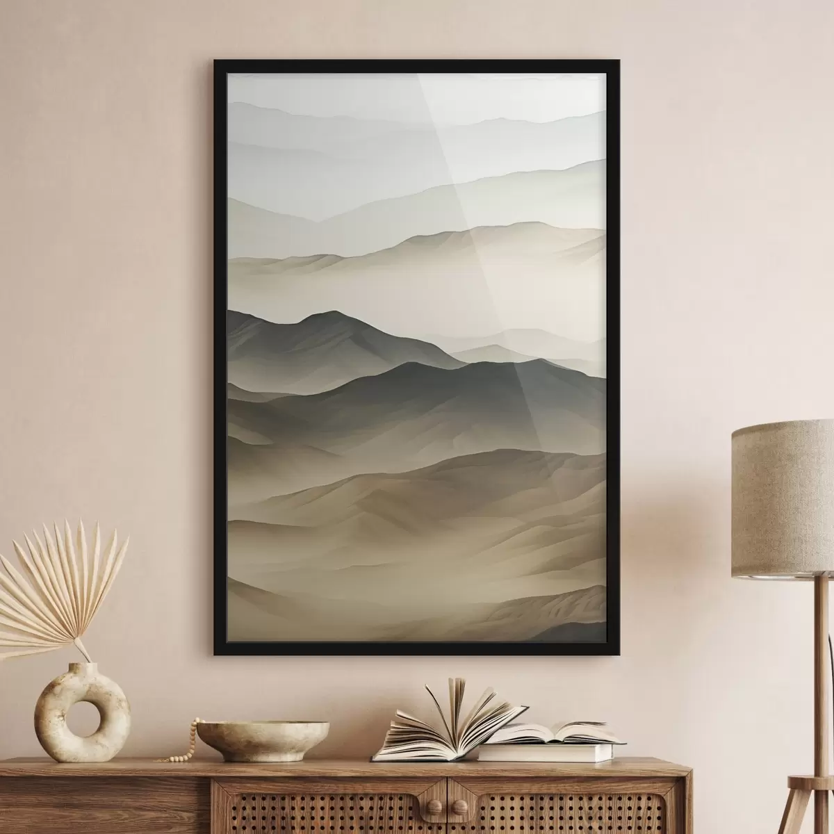 Poster colline del deserto, forme morbide, sfumate, texture organica, calma, minimale, terreno f45097