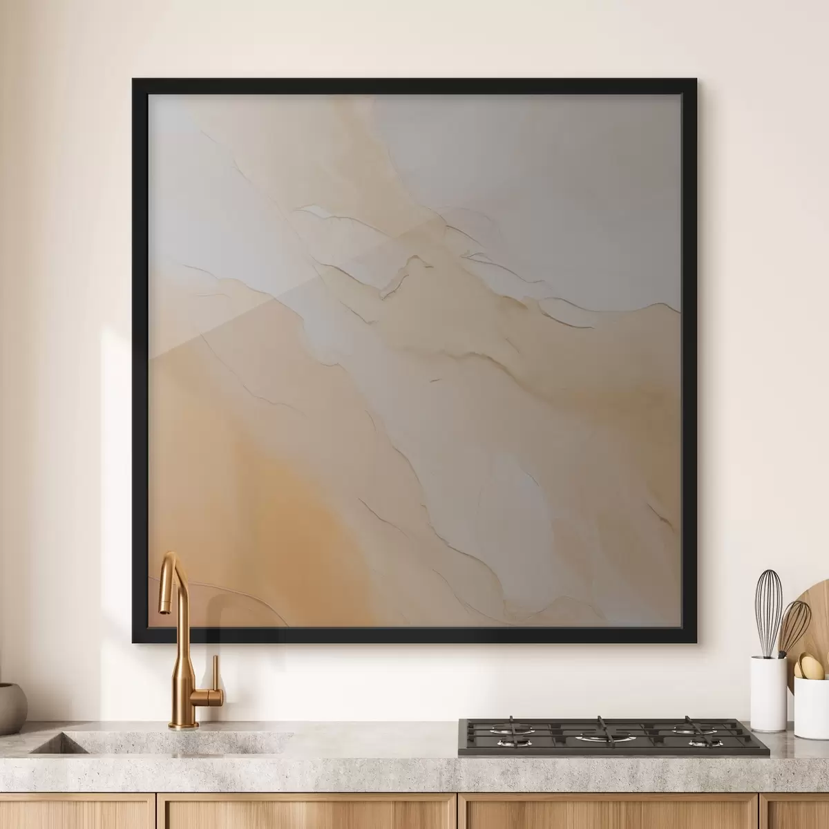 Poster astratto, fluido, beige, arancione, texture di marmo, miscela morbida, forme organiche, liscio f45105