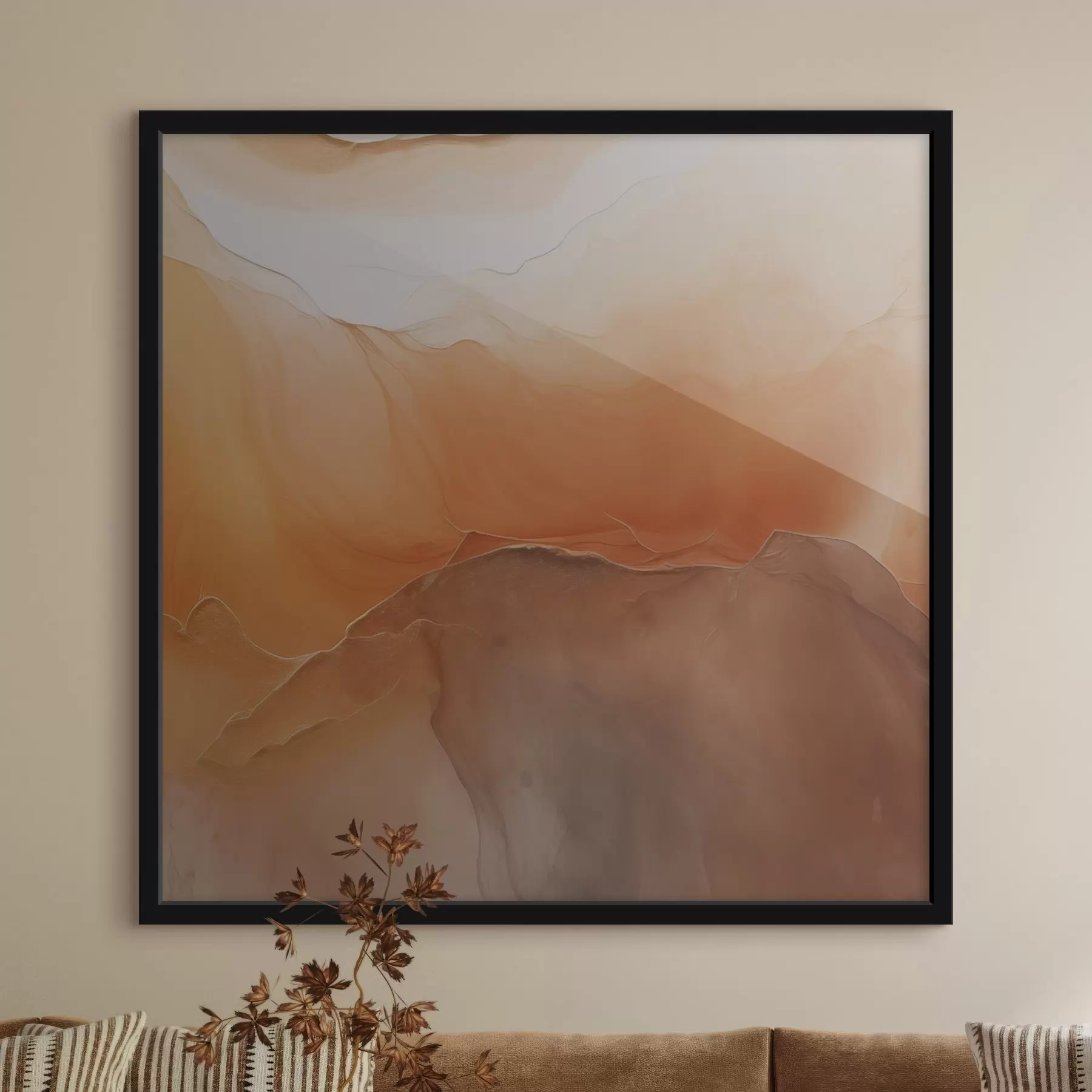 carta da parati astratto neutro, colori della sabbia, curve dolci, texture visiva, effetto flusso nr. f45108