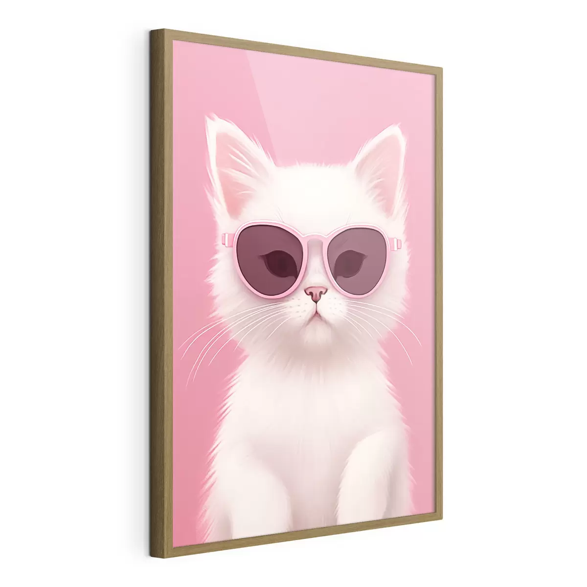 Poster Gatto bianco con occhiali rosa f45145