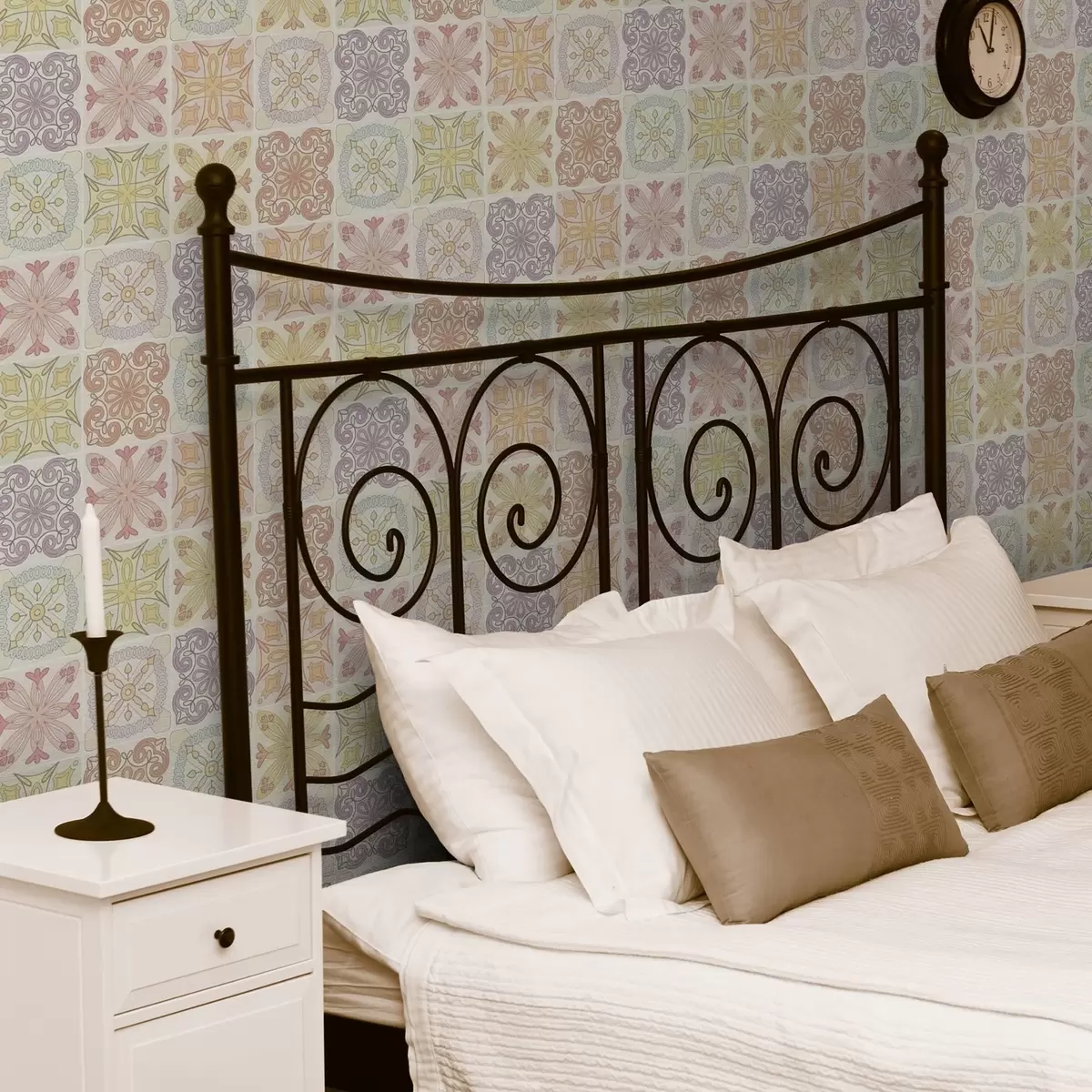 Carta da parati Ornamenti di piastrelle geometriche colorate a00284