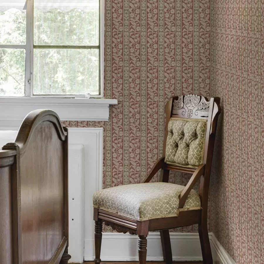 carta da parati Righe verticali retrò con motivo floreale nr. a00362