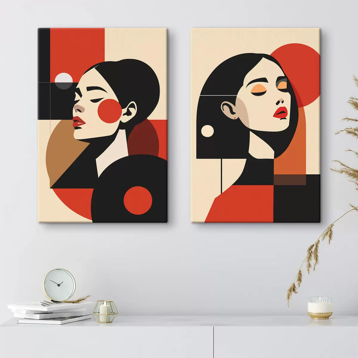 carta da parati Ritratti di donne nello stile Bauhaus nr. m00516