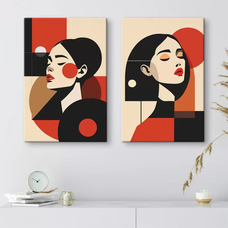 carta da parati Ritratti di donne nello stile Bauhaus nr. m00516