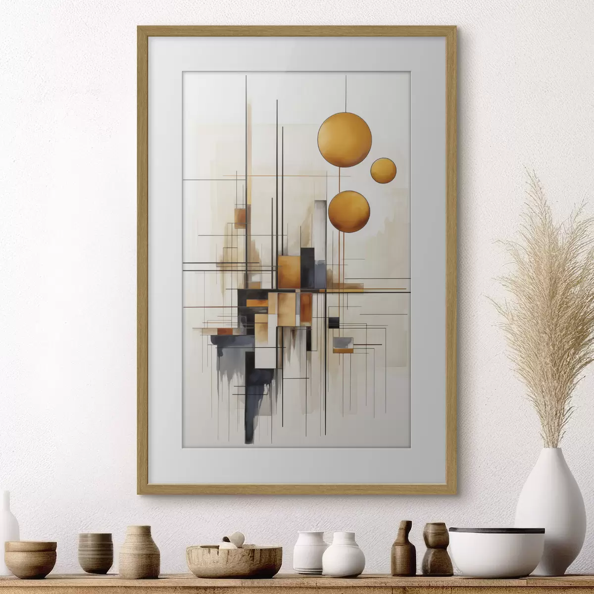 Poster Sfere e linee d’ocra f45159