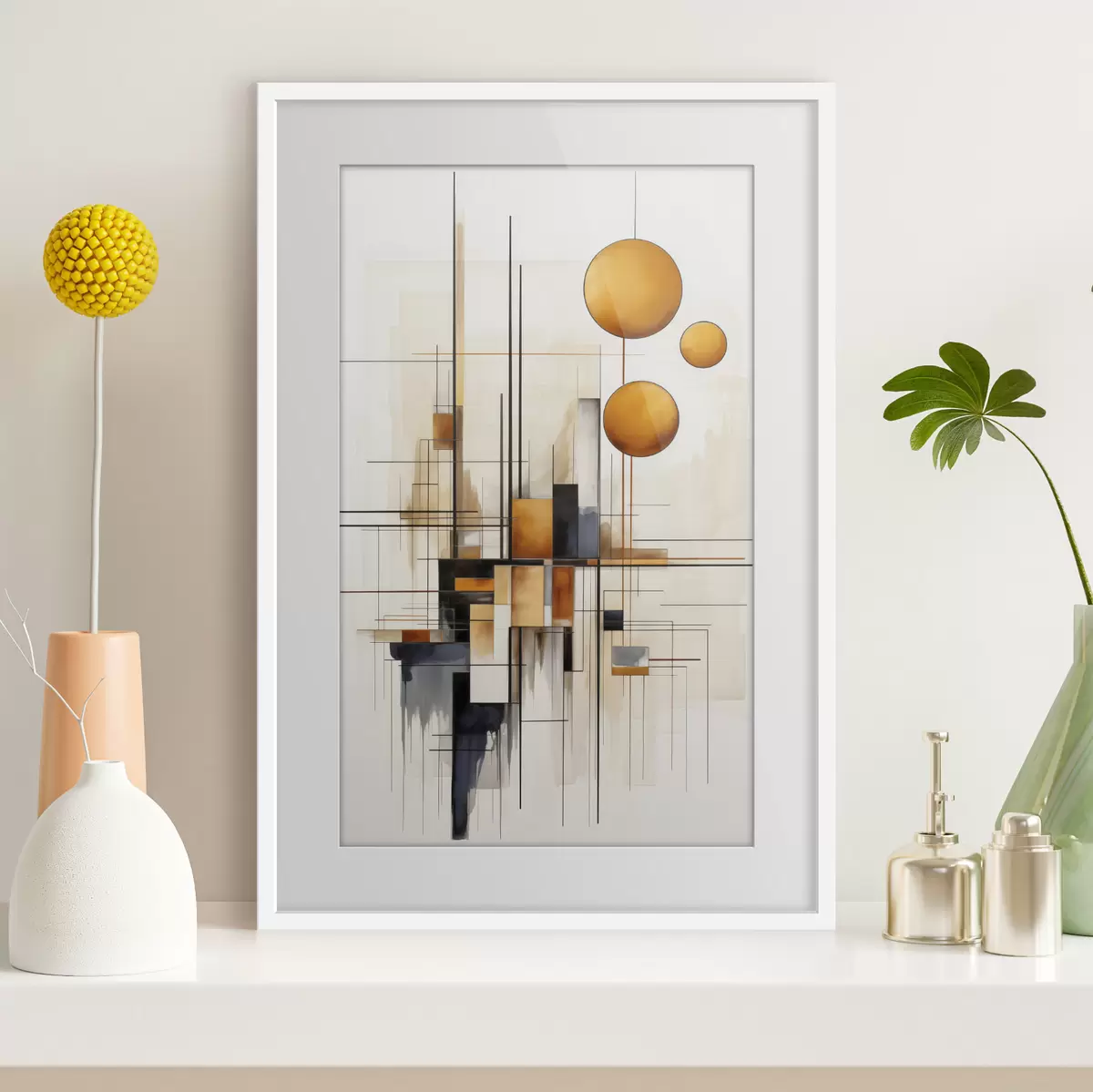 Poster Sfere e linee d’ocra f45159