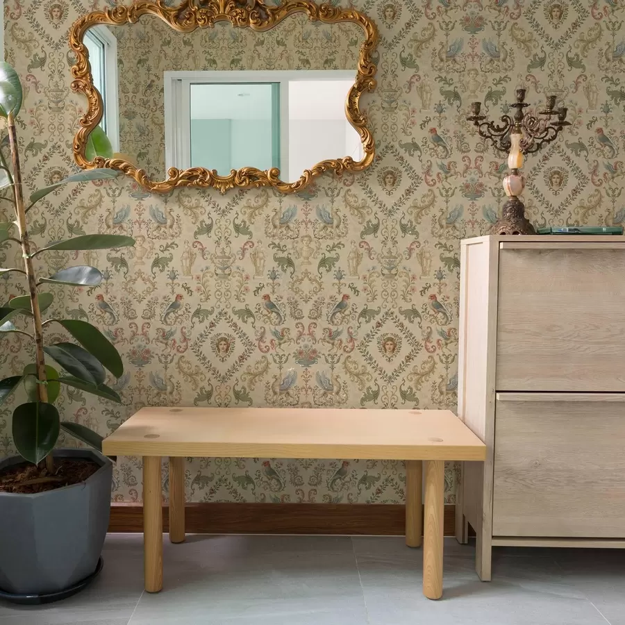 carta da parati Ornamento vintage con grifoni, fiori e figure nr. a00402